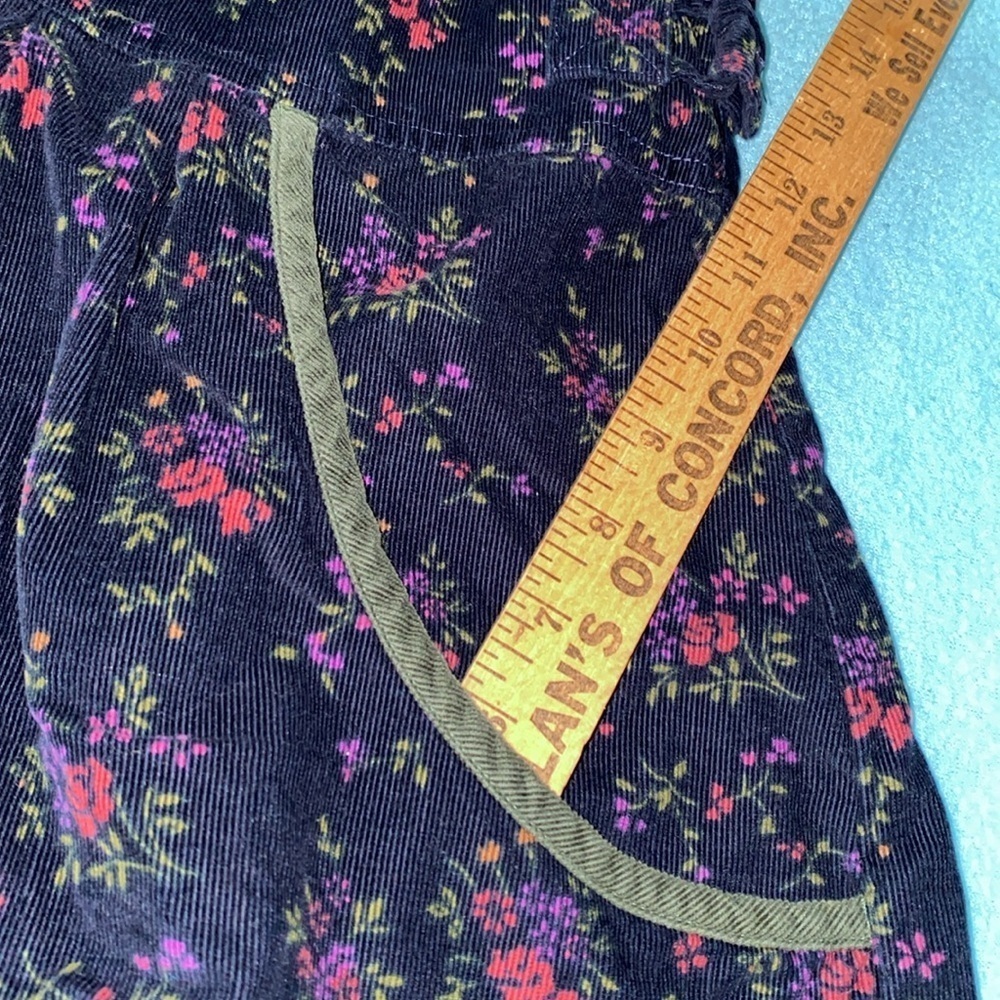 REAL COMFORT corduroy floral sleeveless tank maxi 2 pocket navy green Y2K size M - Picture 11 of 12